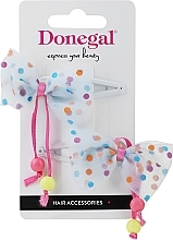 Fragrances, Perfumes, Cosmetics Hair Clips, 2 pcs, FA-5709, white with blue bow and colored dot - Donegal