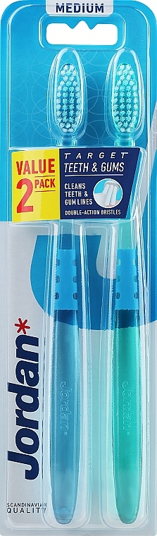 Medium Toothbrush, green + dark blue - Jordan Target Teeth Toothbrush — photo N3