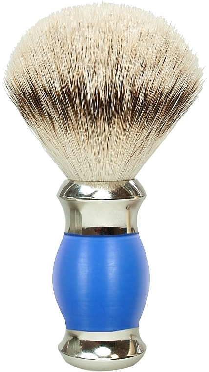 Badger Bristles Shaving Brush, blue & silver - Golddachs Silver Tip Badger Polymer Handle Blue Silver — photo N1