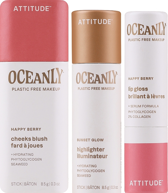 Set - Attitude Oceanly Happy Berry Set (highl/8.5g + lip/stick/3.4g + blush/8.5g) — photo N2