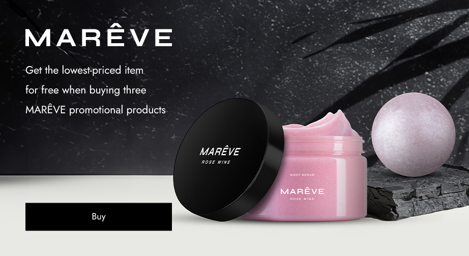 Get the lowest-priced item for free when buying three MARÊVE promotional products