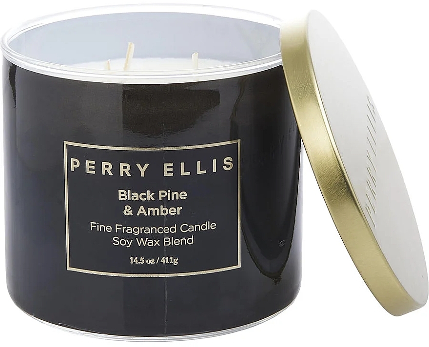 Scented Сandle - Perry Ellis Black Pine & Amber Fine Fragrance Candle — photo N3