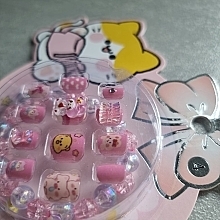 Self-Adhesive 5D Nails for Kids with Bracelet, 932 Teddy bear pink, 12 pcs. - Deni Carte Tipsy Kids — photo N5