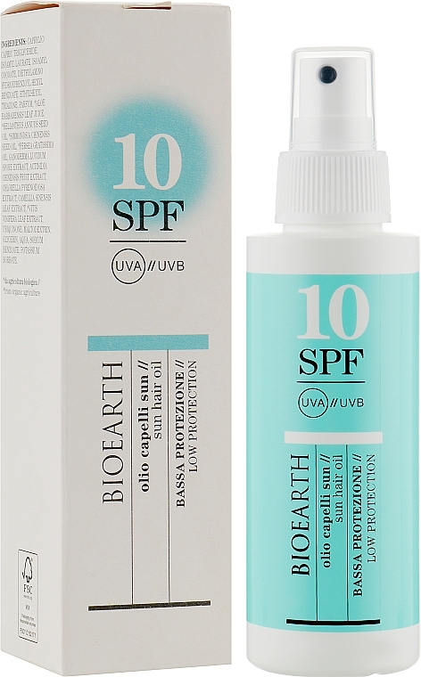 Sunscreen Hair Oil SPF 10 - Bioearth Sun Oil Solar Hair SPF 10 — photo N2