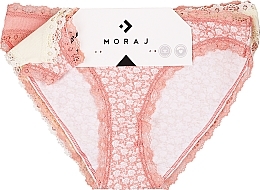 Women Cotton Panties, 3 pcs, pink + cream + pink floral - Moraj — photo N1