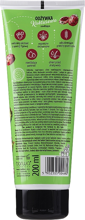 Moisturizing Cactus Conditioner - Barwa Natural Conditioner Tube — photo N3