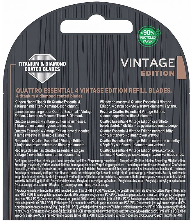 Replaceable Shaving Razors, 4 pcs - Wilkinson Sword Quattro Essential 4 Vintage Edition — photo N2