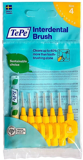 Interdental Brush Set - TePe Interdental Brush Size 4 Yellow 0.7mm — photo N1