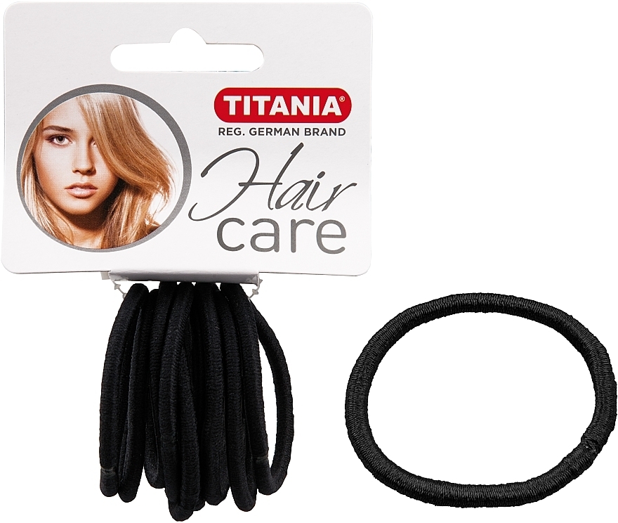 Elastic Hair Band, black, 4mm, 9pcs - Titania — photo N1