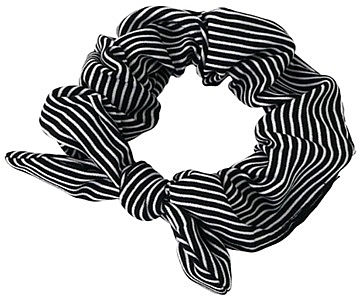 Scrunchie, striped black-white with bow - Lolita Accessories — photo N2