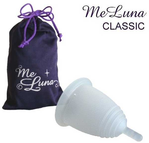 Menstrual Cup with Long Stem, S-size, transparent - MeLuna Classic Menstrual Cup — photo N1