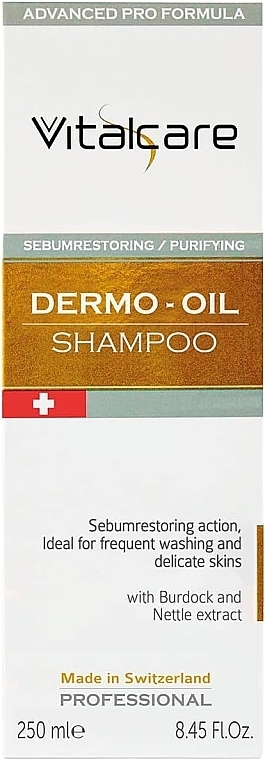 Sebum-Regulating Shampoo with Burdock & Nettle Extracts - Vitalcare Professional Made In Swiss Dermo-Oil Shampoo — photo N1