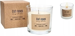 Scented Candle in Round Glass, with wooden wick - Bispol Fragrance Candle Cut Roses — photo N1