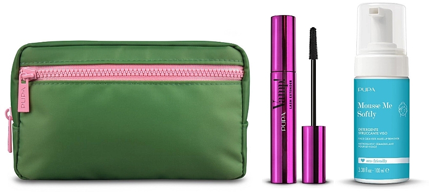 Set - Pupa Vamp! Lash Extender Mascara & Mousse Me Softly (mascara/14ml+remover/100ml+bag) — photo N1