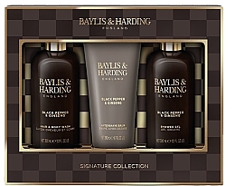 Set - Baylis & Harding Black Pepper & Ginseng Men's Luxury Bathing Trio Gift Set (sh/gel/300ml + ash/balm/200ml + shm/300ml) — photo N1