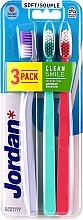 Fragrances, Perfumes, Cosmetics Soft Toothbrush, lilac + turquoise + pink - Jordan Clean Smile Soft