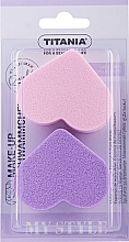 Makeup Sponge 'Heart', 5.8 cm, 2 pcs - Titania Girls Care — photo N1