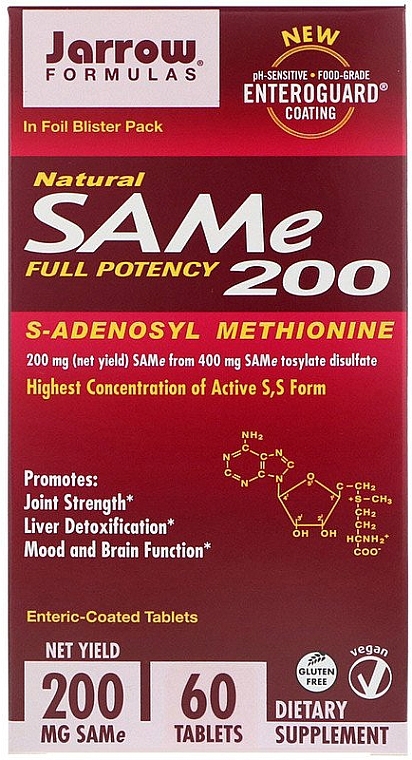 Enteric-Coated S-Adenosyl Methionine 200 mg - Jarrow Formulas SAM-e 200 (S-Adenosyl-L-Methionine) 200 mg — photo N1