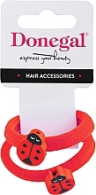 Hair Tie, FA-5633, red with ladybugs - Donegal — photo N1