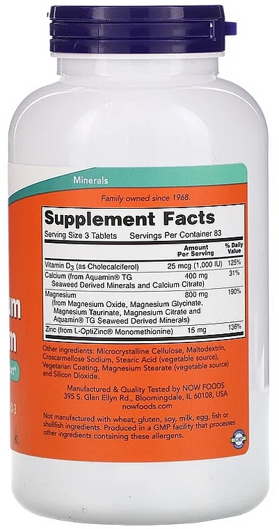 Dietary Supplement "Magnesium & Calcium" - Now Foods Magnesium & Calcium — photo N8