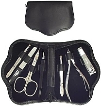 Fragrances, Perfumes, Cosmetics 7-Piece Manicure Set, 00716, black - Erlinda Solingen Top Grain Manicure Set