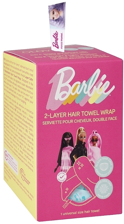 Double-Sided Satin Hair Towel 'Barbie', blue panther - Glov Double-Sided Satin Hair Towel Wrap Barbie Blue Panther — photo N2
