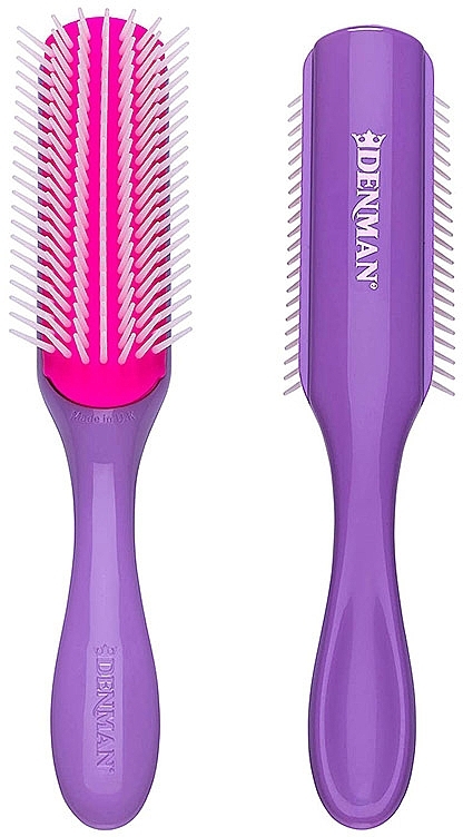 D3 Hair Brush, purple and pink - Denman Medium 7 Row Styling Brush African Violet — photo N1