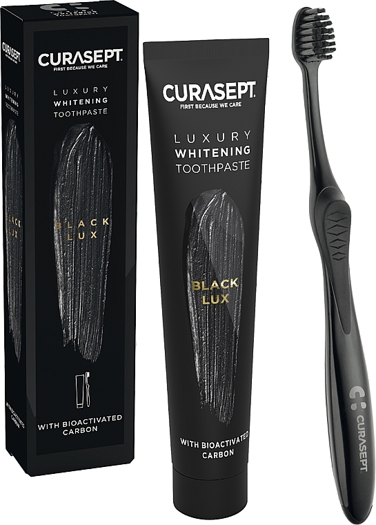 Set - Curaprox Curasept Black Whitening Luxury (t/paste/75ml + toothbrush) — photo N2