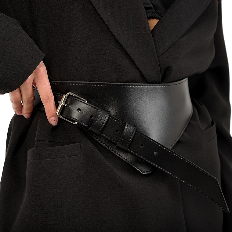 Eco-Leather Belt 'Plea Sure', black - MAKEUP Women's PU Leather Belt (1pc) — photo N9