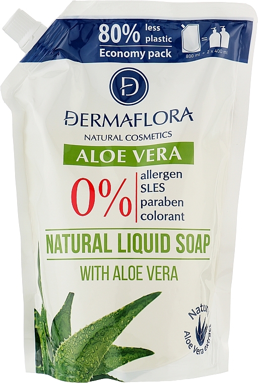 Liquid Hand Soap - Dermaflora Aloe Vera Natural Liquid Soap Refill (doypack) — photo N1