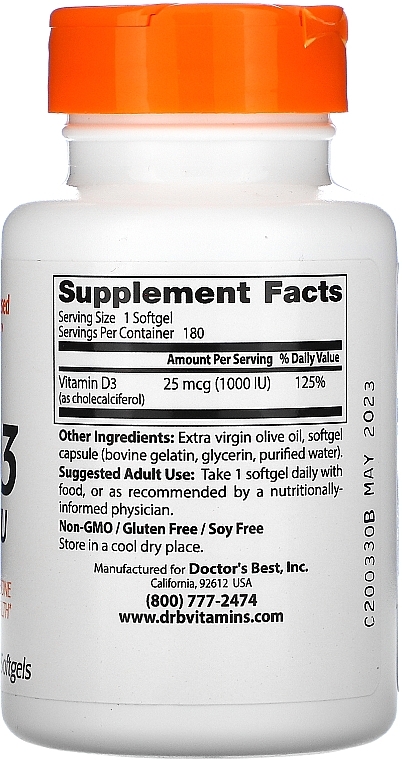 Vitamin D3 1000IU, softgels - Doctor's Best — photo N11