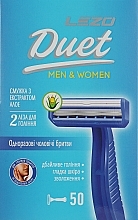 Disposable Shaving Razors "Duet", 100 pcs - Lezo Duet Men & Women Razor — photo N3