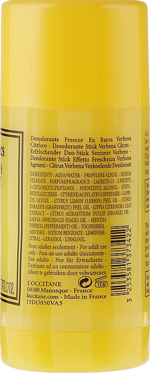 Refreshing Deodorant Stick "Verbena" - L'Occitane Verbena Deodorant Stick — photo N2