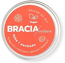 Fragrances, Perfumes, Cosmetics Rose & Avocado Natural Lip Balm - Bracia Mydlarze Rose & Avocado Lip Balm