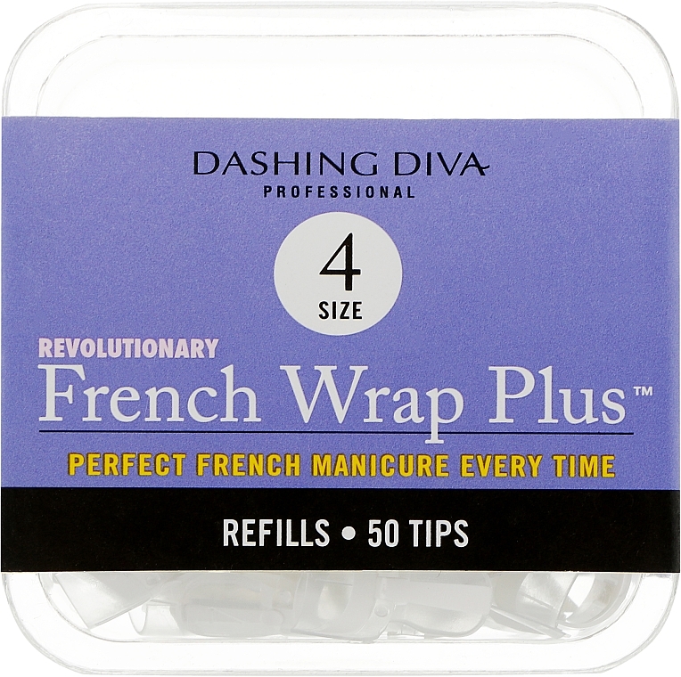 Narrow Nail Tips "French Smile+" - Dashing Diva French Wrap Plus White 50 Tips (Size 4) — photo N1