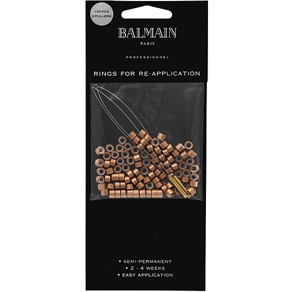 Hair Extension Micro-Rings, light brown, 100 pcs. - Balmain Paris Hair Couture Soft Rings Light Brown — photo N1