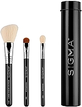 Makeup Brush Set in Case, black, 3 pcs - Sigma Beauty Essential Trio Brush Set — photo N2