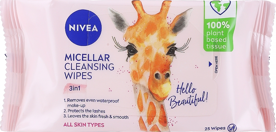 Biodegradable Micellar Makeup Remover Wipes - NIVEA Biodegradable Micellar Cleansing Wipes 3 In 1 Giraffe — photo N1