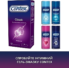 Latex Condoms with Silicone Lubricant, classic, 12 pcs - Contex Classic — photo N9