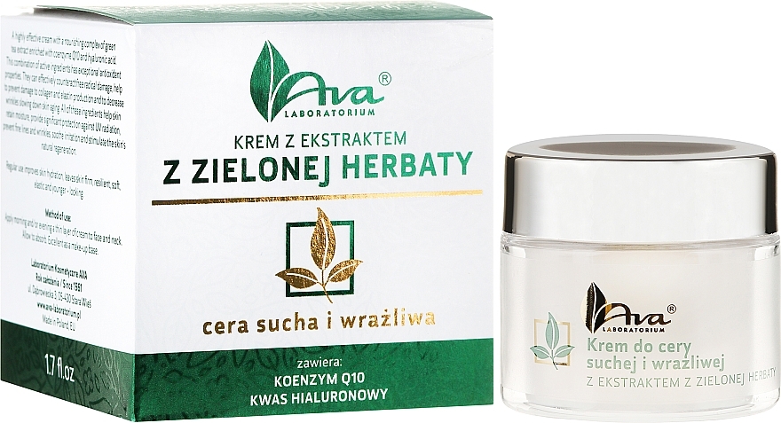 Green Tea Extract Cream - Ava Laboratorium Green Tea Cream For Dry And Sensitive Skin — photo N1