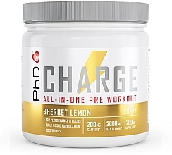 Fragrances, Perfumes, Cosmetics Pre-Workout Dietary Supplement -  Sherbet Lemon Flavour - PhD Charge All-In-One Pre Workout Sherbert Lemon