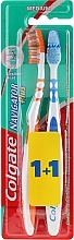 Fragrances, Perfumes, Cosmetics Navigator Plus Medium Toothbrush 1+1, orange + dark blue - Colgate