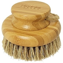 Massage Brush with Natural Bristles, horse & cactus fibers - Hydrea London Bamboo Round Body Brush With Mane & Cactus Bristle — photo N1