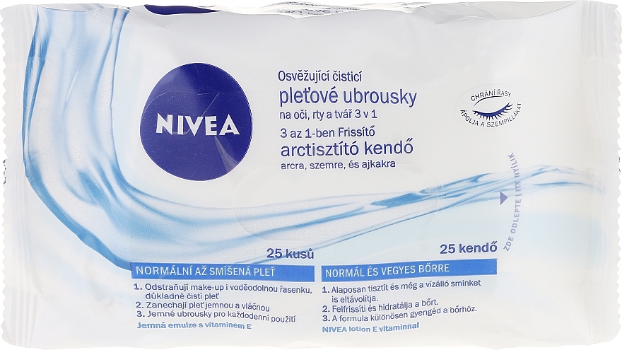Refreshing Face Wipes, 25pcs - NIVEA 3 in 1 Cleansing Wipes — photo N5