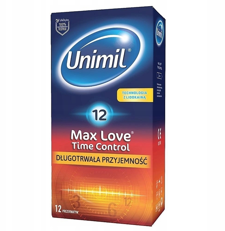 Condoms, 12 pcs. - Unimil Max Love Time Control — photo N1