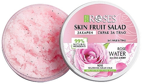 Rose Face and Body Scrub - Nature of Agiva Roses Skin Fruit Salad Rose Nourishing Sugar Scrub — photo N2