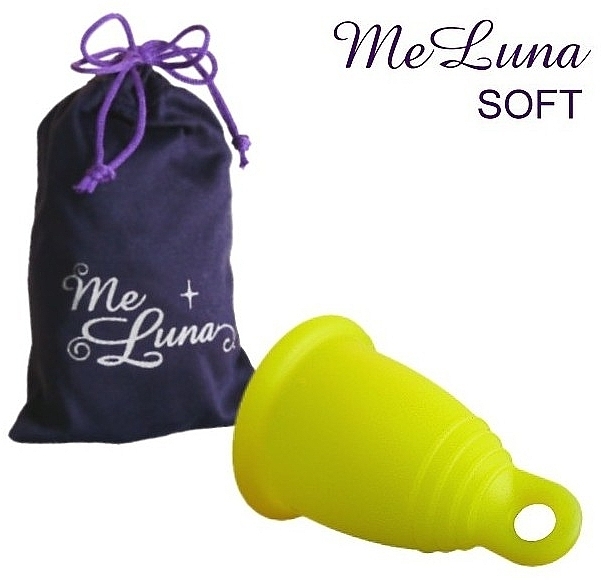 Menstrual Cup with Ring, size S, yellow - MeLuna Soft Menstrual Cup Ring — photo N1