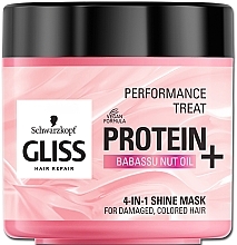 Fragrances, Perfumes, Cosmetics 4-in-1 Mask "Shine" for Damaged, Colored Hair - Gliss Kur Performance Treat