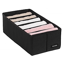 Storage Organiser with 6 Compartments 'Home', black 30x15x10 cm - MAKEUP Drawer Underwear Organizer Black — photo N7