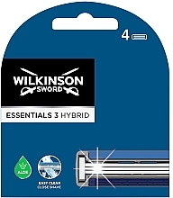 Fragrances, Perfumes, Cosmetics Men's Razor Replacement Cartridges, Pack of 4 - Wilkinson Sword Essentials 3 Hybrid